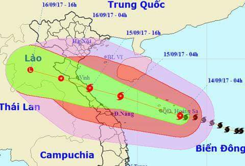 Hướng đi của cơn b&atilde;o số 10 được dự b&aacute;o cấp độ 4 (cấp độ 5 l&agrave; Thảm họa) sẽ ảnh hưởng trực tiếp đến H&agrave; Tĩnh.