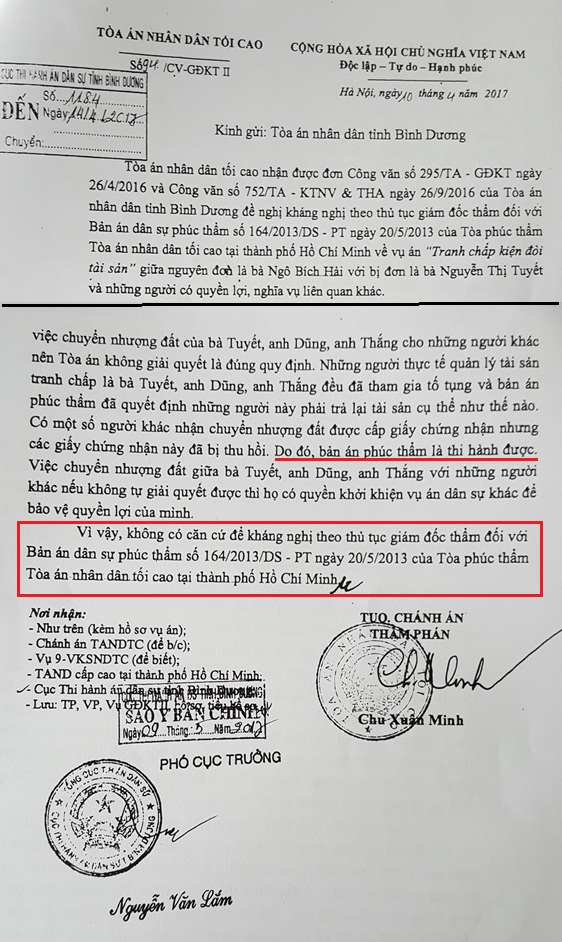 C&ocirc;ng văn số 94/CV-GĐKT II&nbsp;của TAND Tối cao.