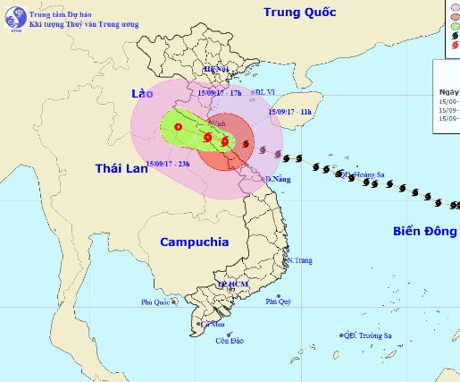 Vị tr&iacute;, hướng đi của cơn b&atilde;o số 10. Ảnh: nchmf.gov.vn