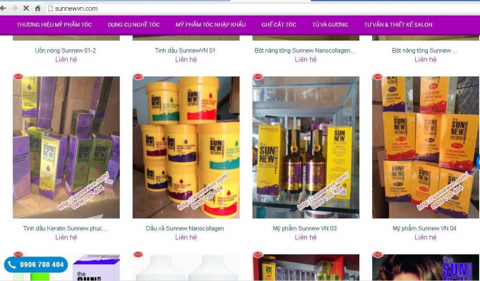 Trang Website quảng c&aacute;o h&agrave;ng loạt mỹ phẩm&nbsp;Sunnew c&oacute; dấu hiệu l&agrave;m giả nhập khẩu từ Italy