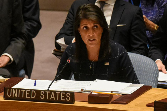 Đại sứ Mỹ tại Li&ecirc;n Hợp Quốc Nikki Haley (Ảnh: Reuters)