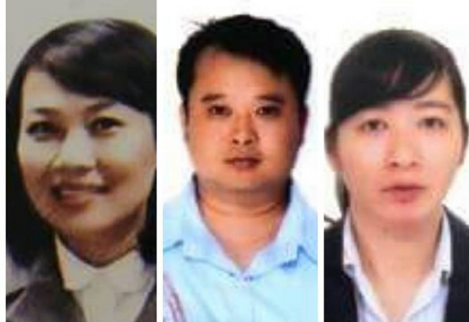 Ba bị can gồm:&nbsp;Trần Thị Kim Chi (b&igrave;a phải), L&ecirc; Vương Ho&agrave;ng (giữa), v&agrave; &nbsp;Nguyễn Thị Minh Huệ (b&igrave;a tr&aacute;i).