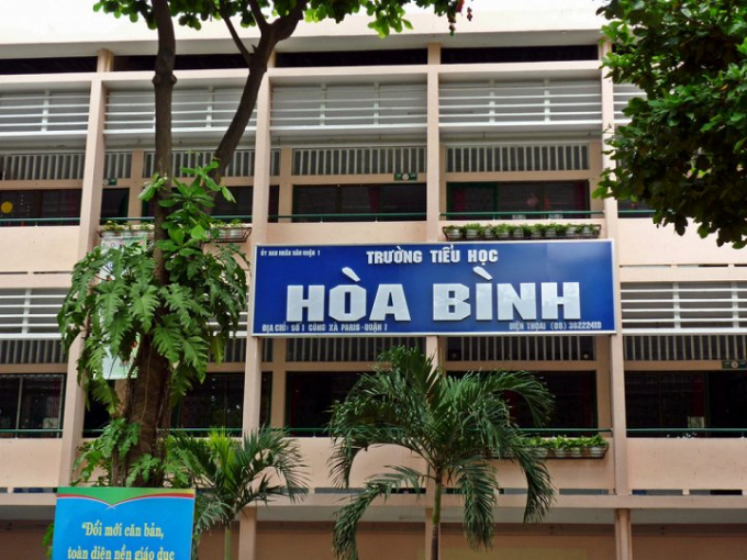 Trường tiểu học Ho&agrave; B&igrave;nh (quận 1, TP HCM).