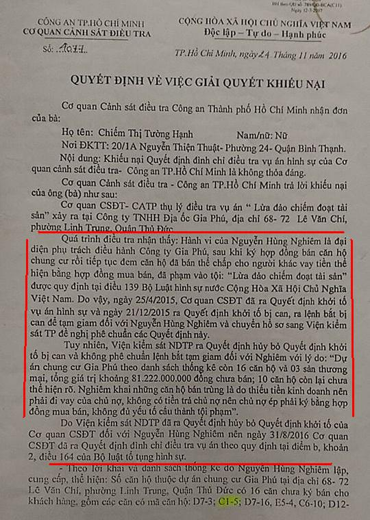 Trong khi CQCSĐT C&ocirc;ng an TP HCM lại cho rằng, Nghi&ecirc;m c&oacute; h&agrave;nh vi phạm tội