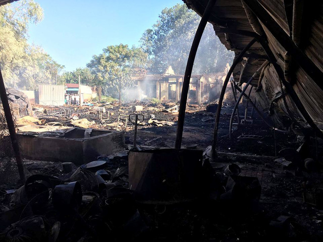 Xưởng gỗ 1.200m2 đ&atilde; bị thi&ecirc;u rụi. (Ảnh CTV)