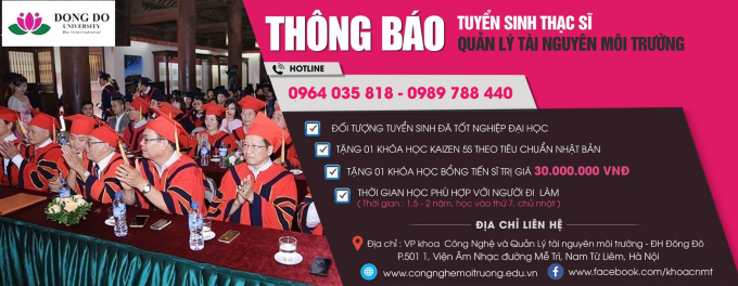 Th&ocirc;ng b&aacute;o tuyển sinh Thạc sĩ ng&agrave;nh Quản l&yacute; t&agrave;i nguy&ecirc;n m&ocirc;i trường.