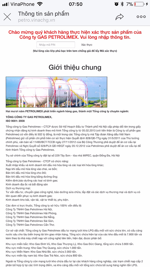 C&aacute;ch nhận biết Gas ch&iacute;nh h&atilde;ng Petrolimex bằng ứng dụng QR Code