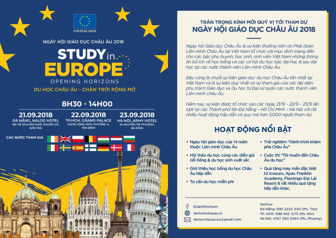 Sẹ kiện diễn ra trong ba ng&agrave;y li&ecirc;n tục tại ba TP lớn từ 21 đến 23/9.