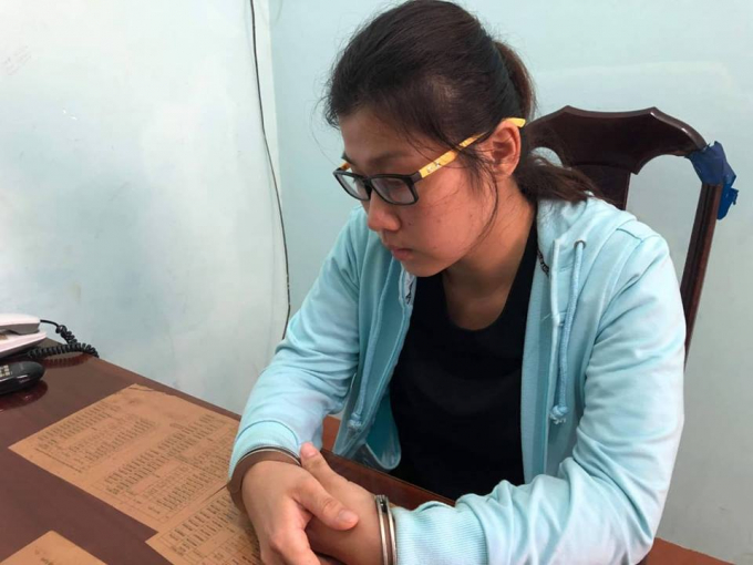 Trịnh Thu Trang tại cơ quan điều tra.