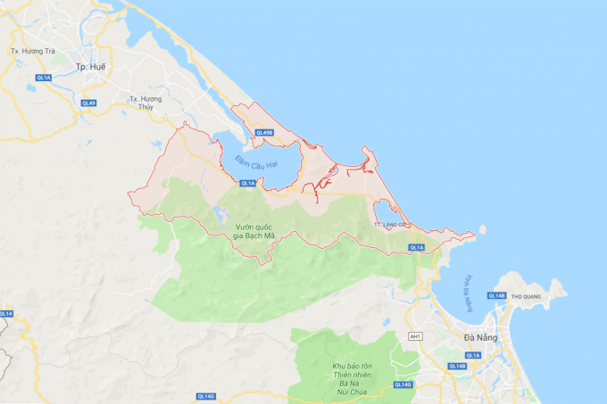 Huyện Ph&uacute; Lộc, Thừa Thi&ecirc;n Huế, nơi xảy ra vụ việc. Ảnh Google Map.