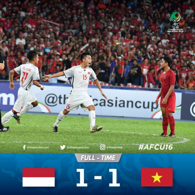 U16 Việt Nam h&ograve;a trước Indonesia, mất quyền tự quyết ở giải ch&acirc;u &Aacute;