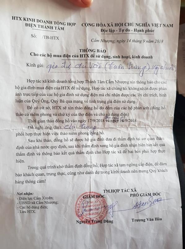 Th&ocirc;ng b&aacute;o cắt điện, th&aacute;o đồng hồ của c&aacute;c hộ d&acirc;n b&igrave;nh luận tr&ecirc;n Facebook