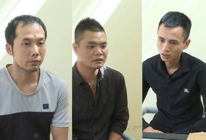 Ba đối tượng bị bắt giữ tại cơ quan C&ocirc;ng an.