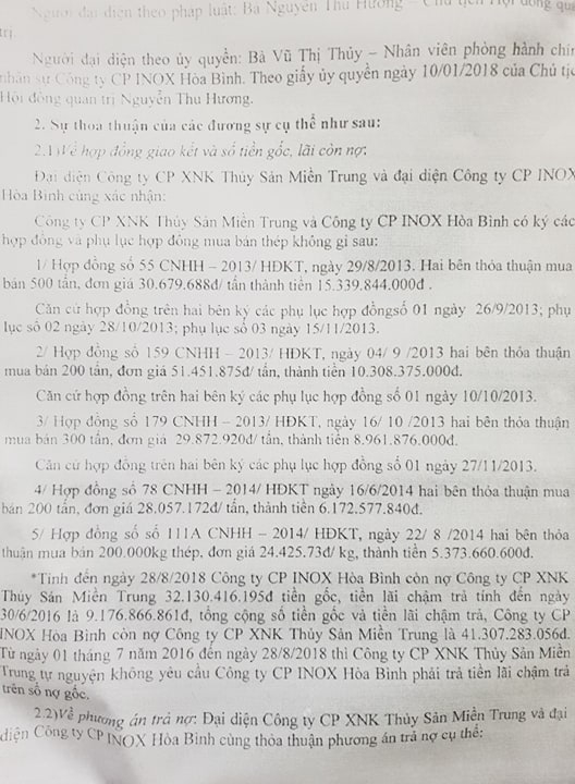 C&aacute;c Hợp đồng k&yacute; kết năm 2013; 2014 của SPD v&agrave; Inox H&ograve;a B&igrave;nh.