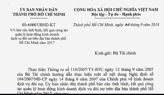 TP HCM kiến nghị Chính phủ cấm dịch vụ đòi nợ thuê