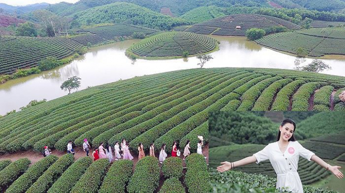 T&acirc;n Hoa hậu Việt Nam 2018 Trần Tiểu Vy c&ugrave;ng c&aacute;c th&iacute; sinh Hoa hậu Việt Nam 2018 tại Khu du lịch nghĩ dưỡng hỗn hợp Cầu Cau (Nghệ An) của Cienco4.