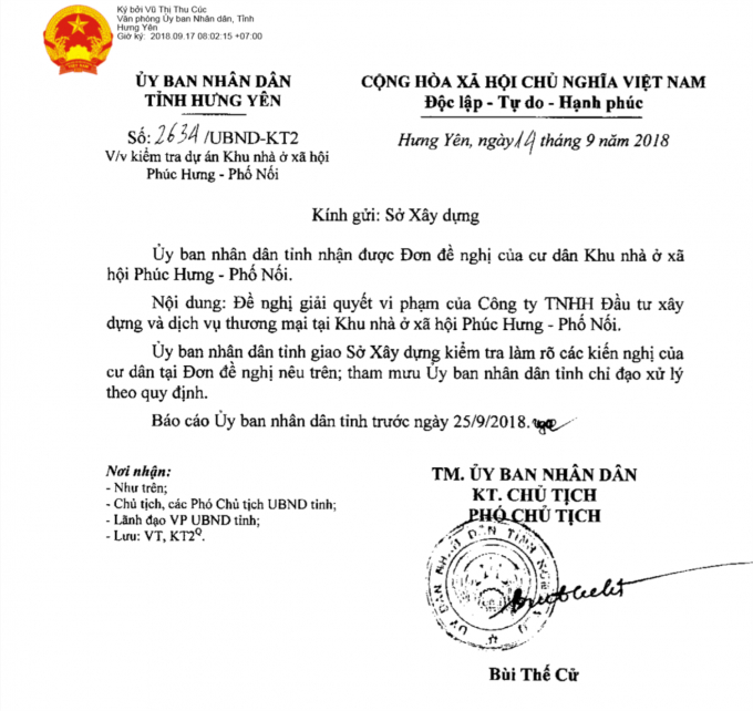 Văn bản chỉ đạo của UBND tỉnh Hưng Y&ecirc;n.