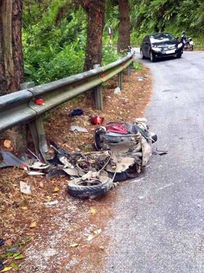 Hiện trường một vụ tai nạn xe ga khi xuống dốc tại Tam Đảo - Ảnh: bạn đọc Văn Hải (Vĩnh Phúc)