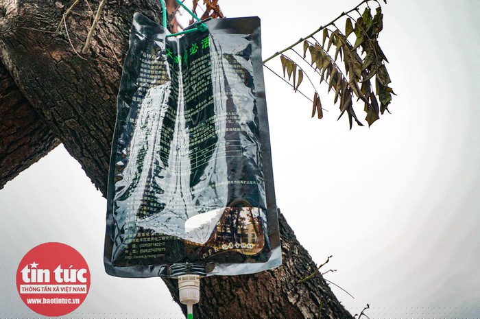 Theo người dân, những túi dung dịch này đã xuất hiện từ 2 tháng qua.