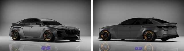 Để có được bộ bodykit thân rộng, chủ xe phải chấp nhận cắt phần vỏ nguyên bản. Phần ốp thân rộng được xưởng độ tự chế tạo và gắn trực tiếp ra ngoài khu vực cắt.