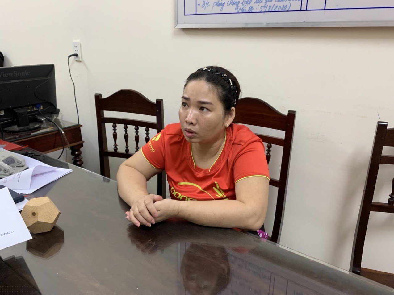 Đối tượng Võ Thị Hạnh tại cơ quan Công an.