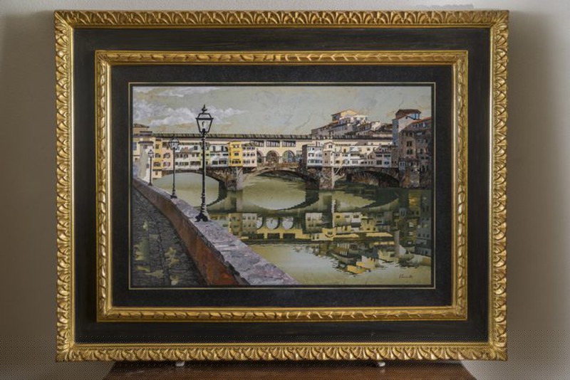 Cây cầu cổ Vecchio nổi tiếng ở Florence, tác phẩm của Leonardo Scarpelli.  