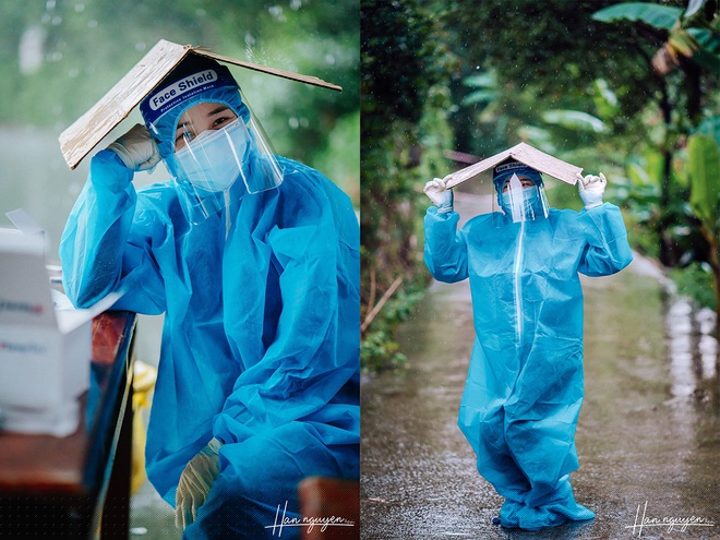 Dù mặc đồ bảo hộ nóng nực cũng như gặp nhiều khó khăn khi làm công tác tình nguyện, nhưng Băng Trinh vẫn luôn giữ tinh thần lạc quan, tích cực.