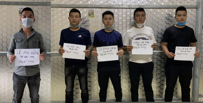 Các đối tượng tại cơ quan Công an.