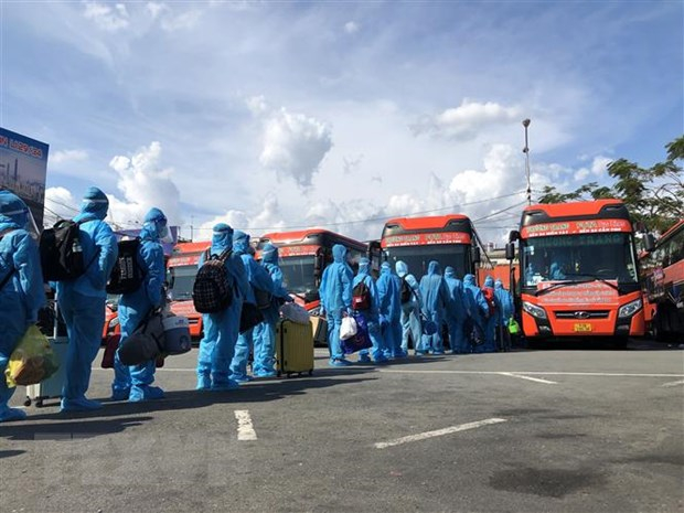 Cần Thơ đón công dân đang sinh sống, học tập và làm việc tại thành phố Hồ Chí Minh về quê. (Ảnh minh hoạ: TTXVN)