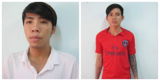 Hai đối tượng tại cơ quan điều tra.