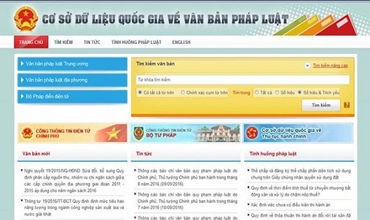 Giao diện website Cơ sở dữ liệu quốc gia. (Ảnh internet)