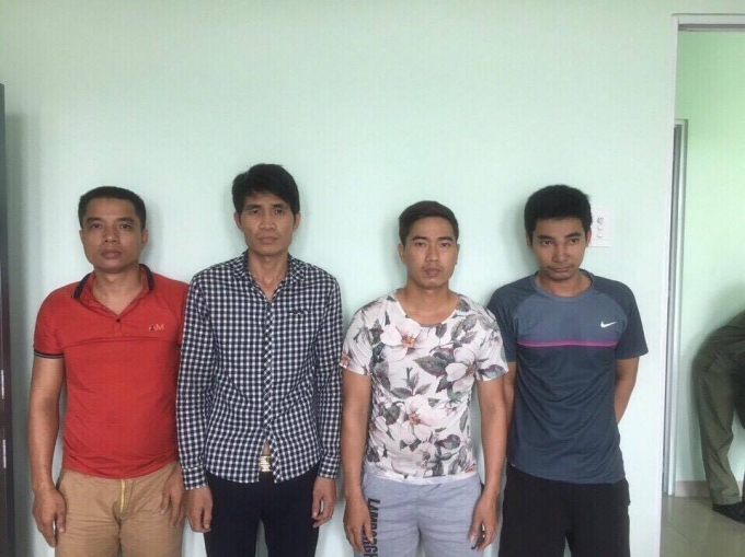 Bốn đối tượng tại cơ quan c&ocirc;ng an.