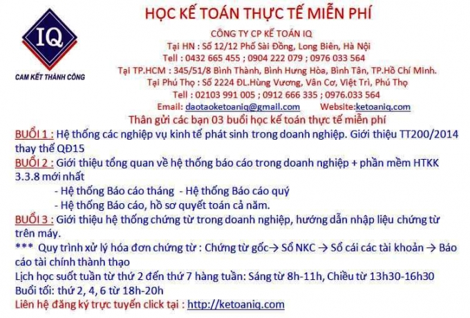 Cơ hội học kế to&aacute;n thực tế miễn ph&iacute;