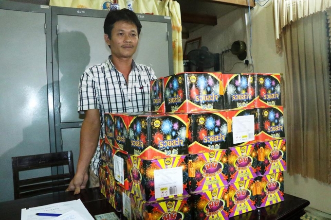 Đối tượng Trần Quốc Toản bị bắt giữ c&ugrave;ng với gần 80kg ph&aacute;o nổ.