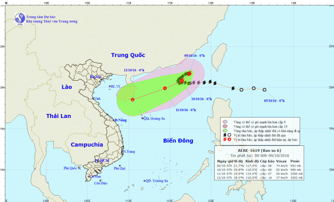 Dự b&aacute;o hướng đi của cơn b&atilde;o số 6. Anhr: nchmf.gov.vn