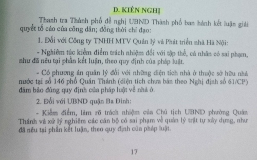 Vụ 146 Qu&aacute;n Th&aacute;nh: Quận Ba Đ&igrave;nh c&oacute;