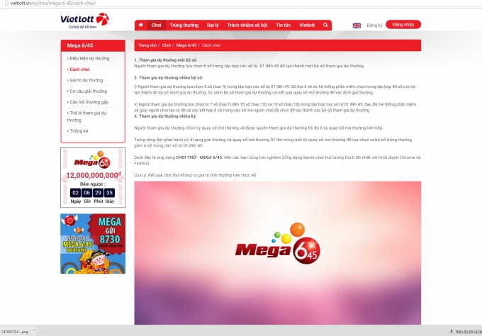 C&aacute;ch chơi xổ số được đăng tải c&ocirc;ng khai tr&ecirc;n trang web ch&iacute;nh thức của&nbsp;http://vietlott.vn/vi/