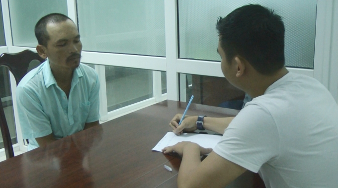 Đối tượng An tại cơ quan c&ocirc;ng an.