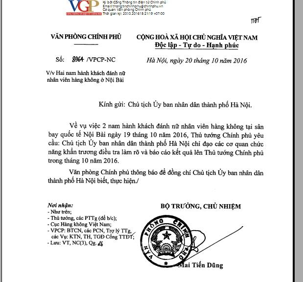 Chỉ đạo của Thủ tướng ch&iacute;nh phủ.