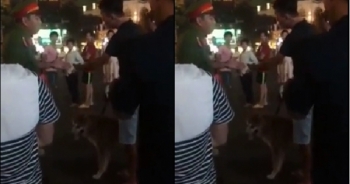 Phản cảm: Cãi cùn với công an vì không được dắt chó chưa rọ mõm vào phố đi bộ