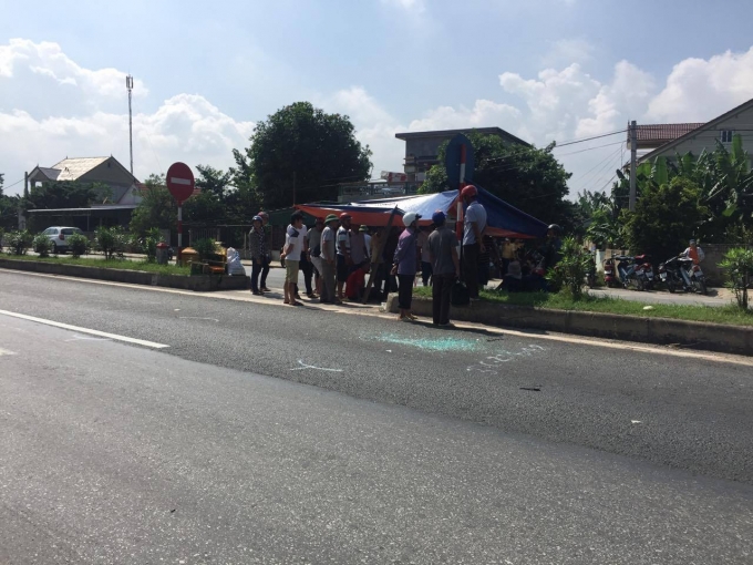 Hiện trường vụ tai nạn khiến anh Chung tử vong tại chỗ.