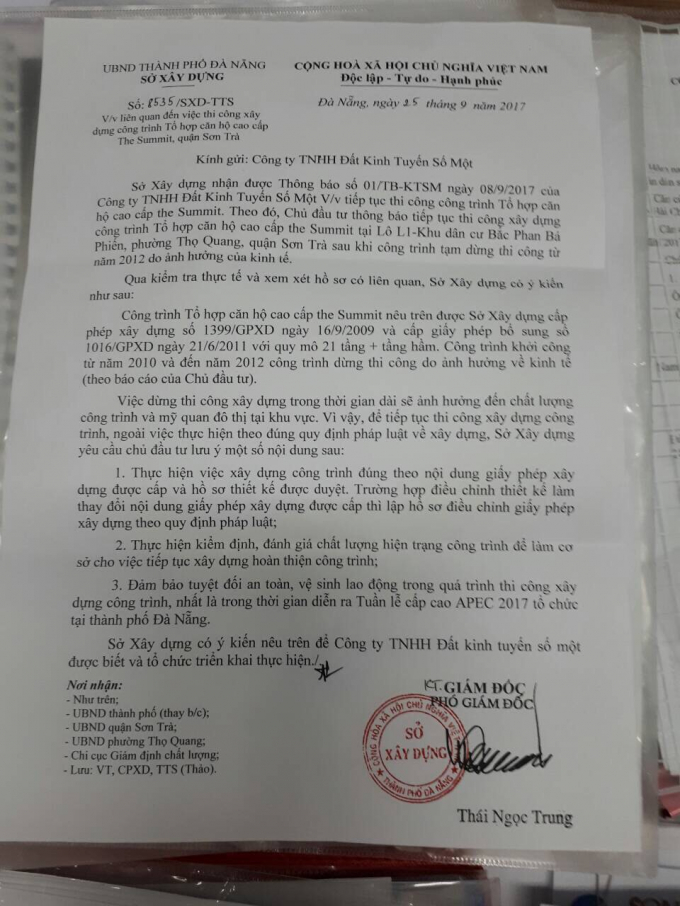 Sở X&acirc;y dựng TP Đ&agrave; Nẵng cho ph&eacute;p t&aacute;i khởi động dự &aacute;n The Summit Sơn Tr&agrave; sau 7&nbsp;năm