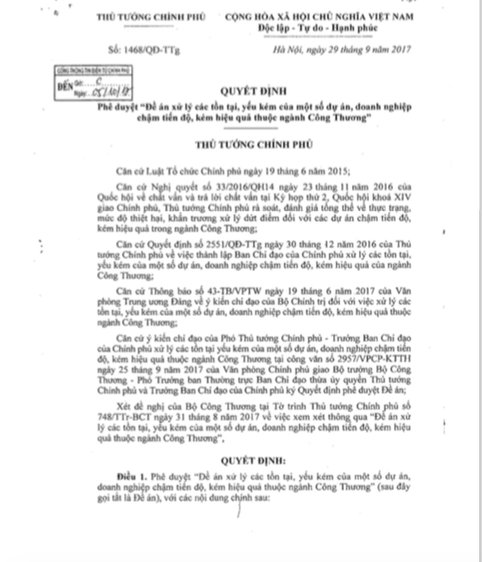 Phương &aacute;n xử l&yacute; c&aacute;c dự &aacute;n vừa được Thủ tướng ph&ecirc; duyệt.