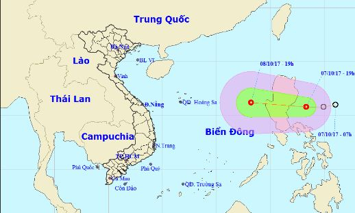 Sức gi&oacute; v&ugrave;ng gần t&acirc;m &aacute;p thấp nhiệt đới mạnh cấp 6 giật cấp 8. Ảnh: nchmf.gov.vn