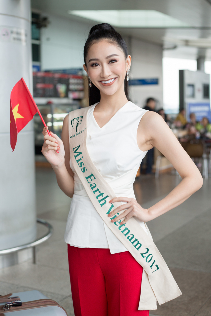 H&agrave; Thu ch&iacute;nh thức l&ecirc;n đường tham gia Miss Earth 2017