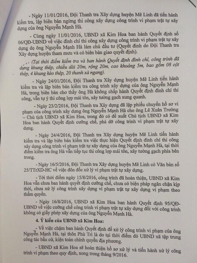 M&ecirc; Linh &ndash; H&agrave; Nội: C&ocirc;ng tr&igrave;nh vi phạm, ch&iacute;nh quyền l&uacute;ng t&uacute;ng trong xử l&yacute;