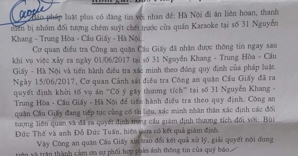 Hà Nội: CA quận Cầu Giấy khởi tố đối tượng chém người suýt chết sau phản ánh của Pháp luật Plus