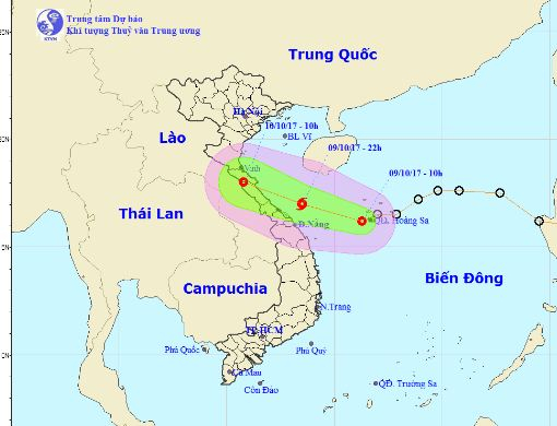 Vị tr&iacute;, hướng đi của &aacute;p thấp nhiệt đới. Ảnh: nchmf.gov.vn