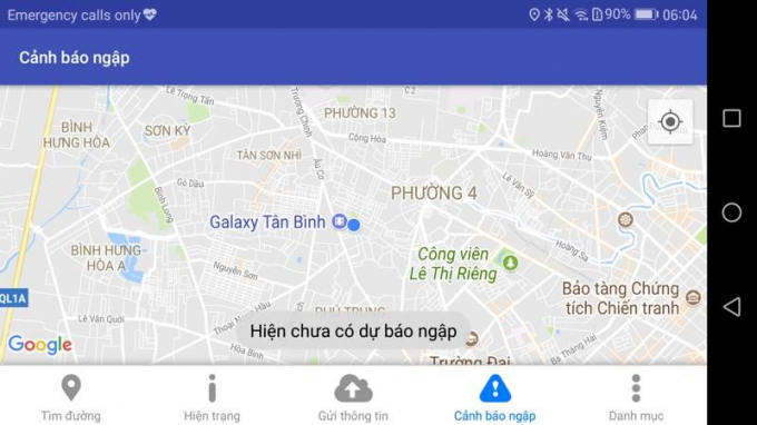 Ngo&agrave;i việc cảnh b&aacute;o điểm ngập hiện tại, ứng dụng cung cấp c&aacute;c dự b&aacute;o c&oacute; thể xảy ra ngập tại c&aacute;c khu vực tr&ecirc;n địa b&agrave;n.