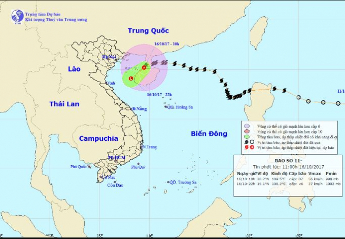 Vị tr&iacute;, hướng đi của &aacute;p thấp nhiệt đới. Ảnh: nchmf.gov.vn